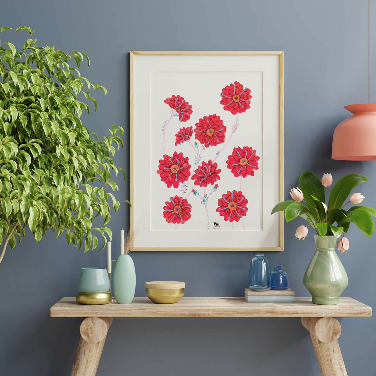 Lámina Flores Naranjas