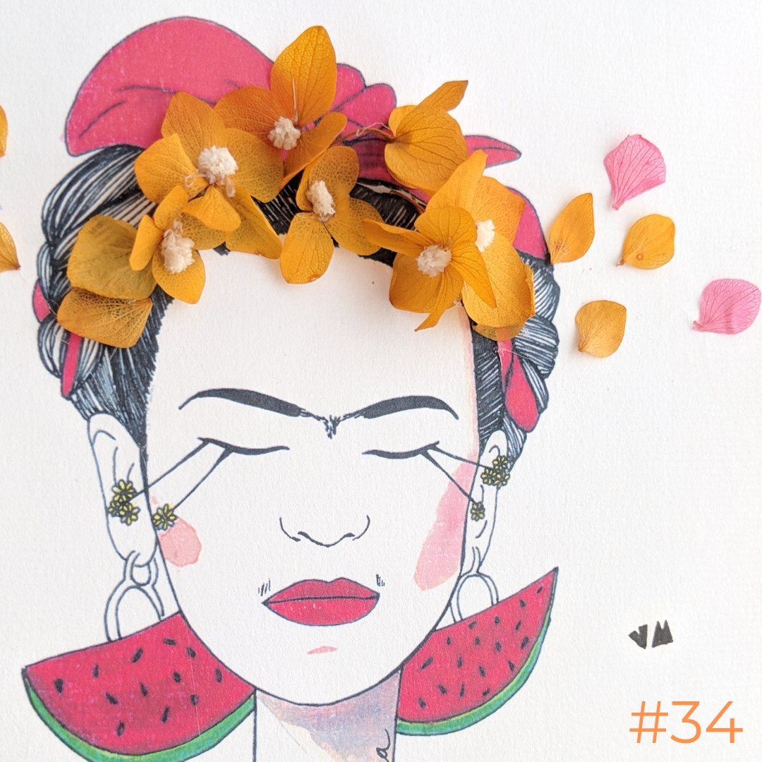 Retrato de Frida con Flores - Verónica Maraver
