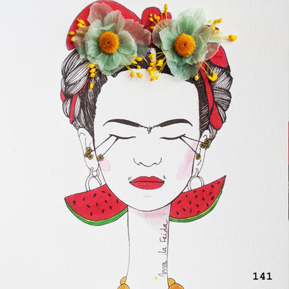 Retrato de Frida con Flores - Verónica Maraver
